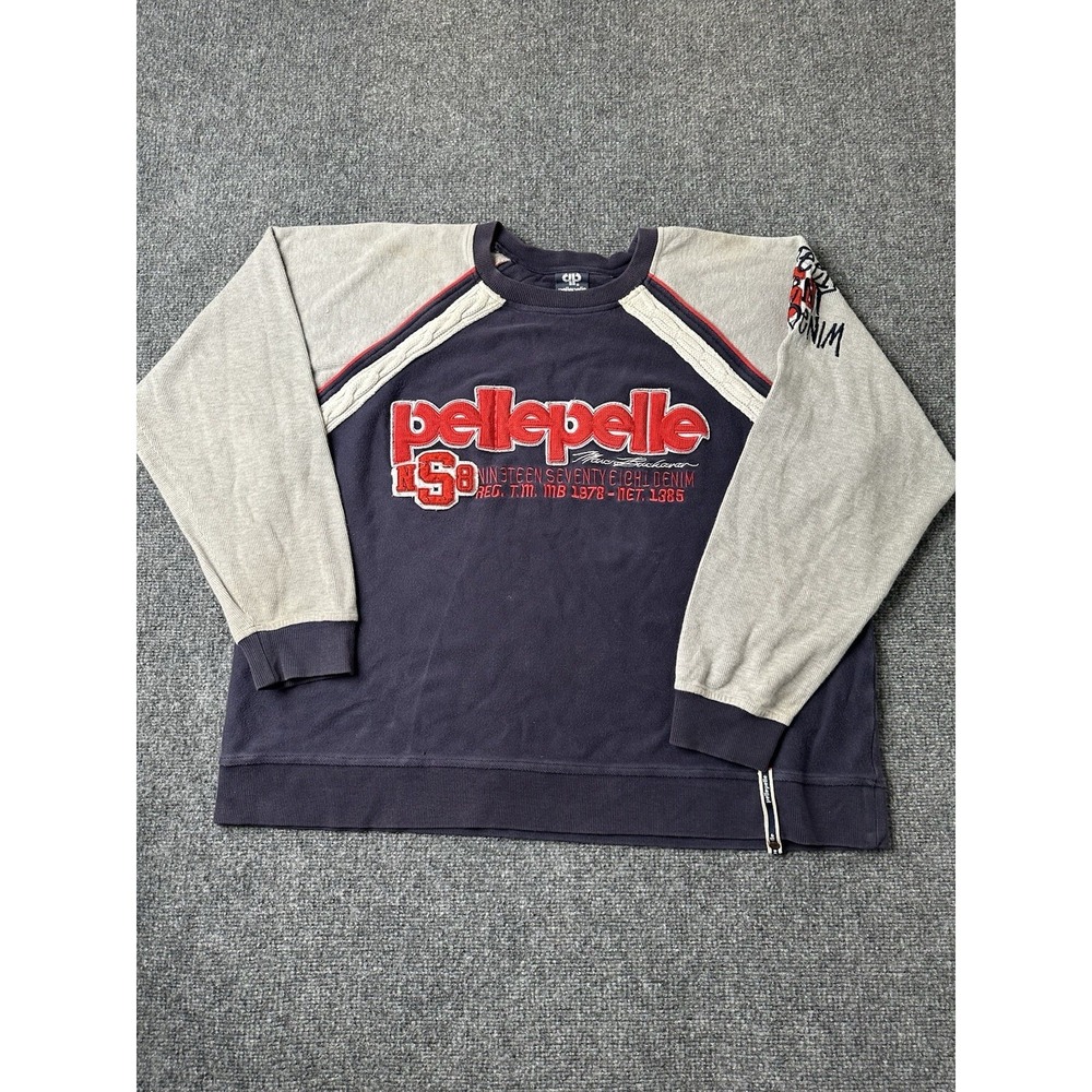 Mens Pelle Pelle Spellout Embroidered Colorblock Sweatshirt, Size 2XL
